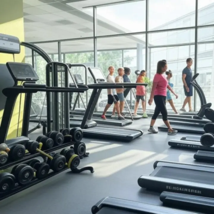 Nowoczesna siłownia z ludźmi podczas intensywnego treningu na sprzęcie fitness